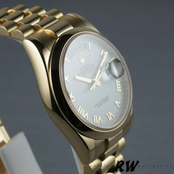 Rolex Day-Date 118208 White Roman Dial Roman Numerals 36mm Unisex Replica Watch - Image 3