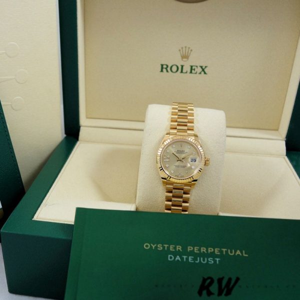 Rolex Datejust 279178 Champagne Diamond Dial Fluted Bezel 28mm Lady Replica Watch - Image 6
