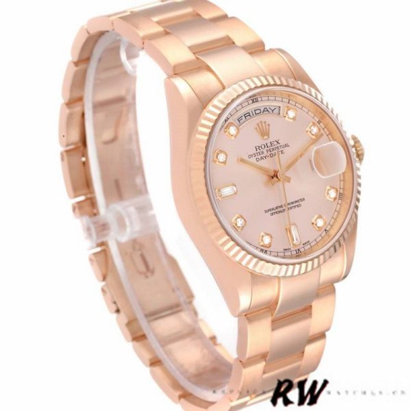 Rolex Day-Date 118235 Everose Gold Pink Diamond Dial 36mm Lady Replica Watch - Image 2