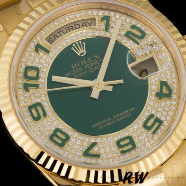 Rolex Day-Date 118238 Green Diamond Pave Dial 36mm Unisex Replica Watch - Image 4