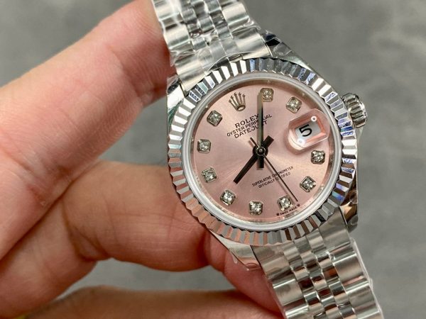Rolex Datejust 279174 Stainless Steel Pink Diamond Dial 28mm Lady Replica Watch - Image 3
