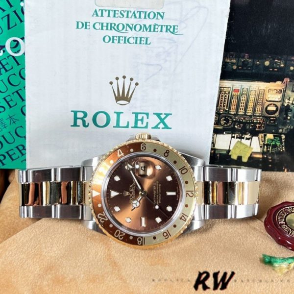 Rolex GMT-Master II 16713 White Gold Chocolate Dial 40mm Mens Replica Watch - Image 4