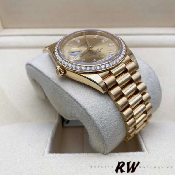 Rolex Day-Date 128348RBR Champagne Index Dial Yellow Gold 36MM Unisex Replica Watch - Image 4