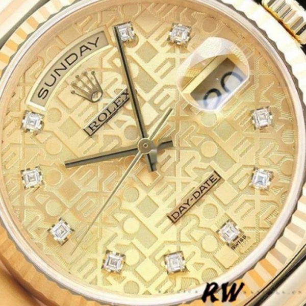 Rolex Day-Date 118238 Champagne Jubilee Diamond Dial 36mm Unisex Replica Watch - Image 2