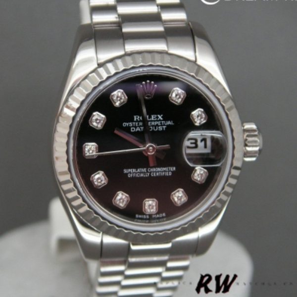 Rolex Datejust 179179 Black Diamond Dial Fluted Bezel 26MM Lady Replica Watch - Image 2