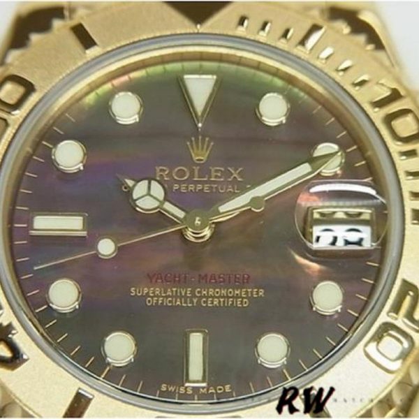 Rolex Yacht Master 169628 Yellow Gold Black MOP Dial 29MM Lady Replica Watch - Image 2