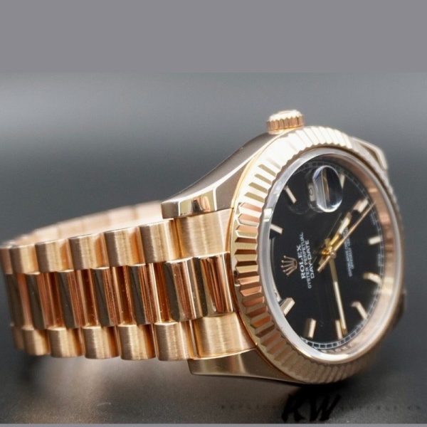 Rolex Day-Date 218235 Black Index Dial Rose Gold 41MM Mens Replica Watch - Image 2