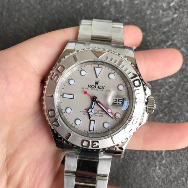 Rolex Yachtmaster 168622 Platinum Stainless Steel Silver Dial 35mm Unisex Replica Watch - Image 3