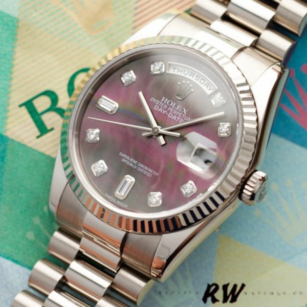 Rolex Day-Date 118239 MOP Black Dial 36mm Unisex Replica Watch - Image 3