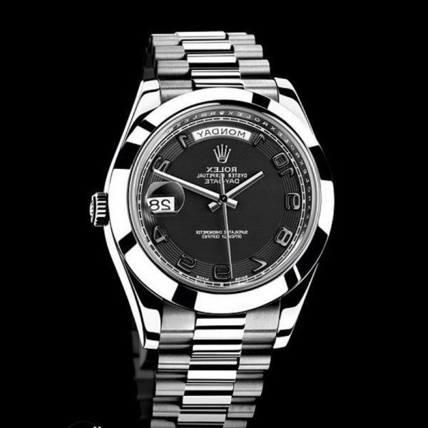 Rolex Day-Date 218206 Concentric Black Dial Platinum 41MM Mens Replica Watch - Image 2