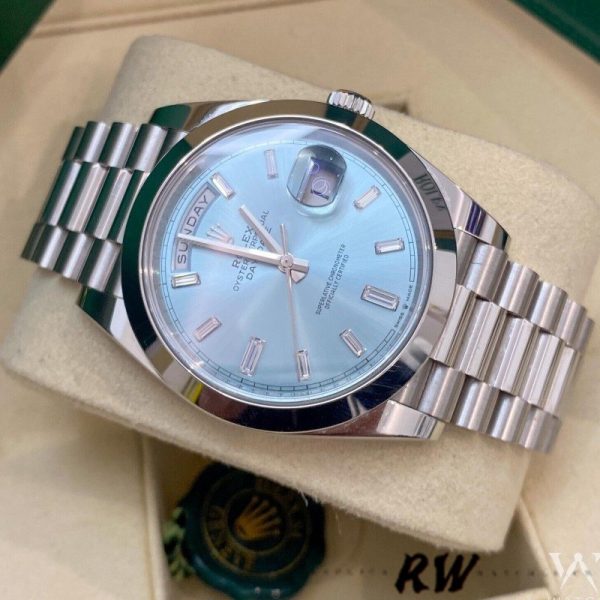 Rolex Day-Date 228206 Ice Blue Dial Platinum 40MM Mens Replica Watch - Image 4