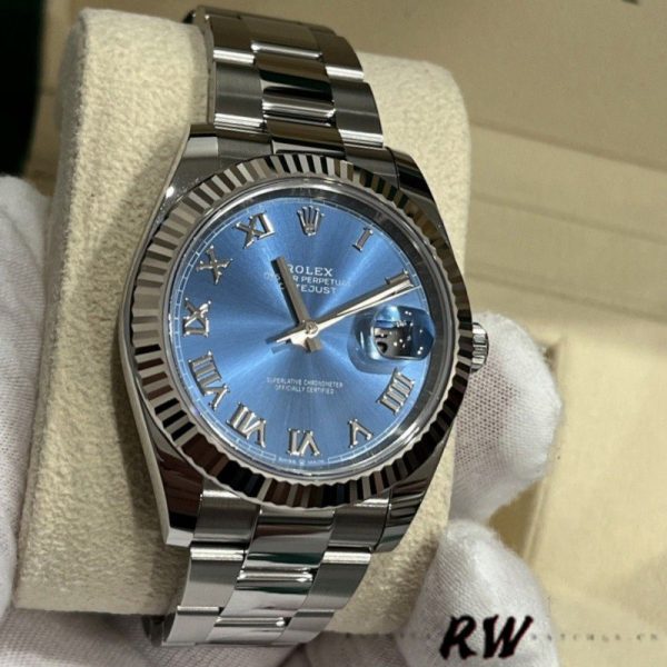 Rolex Datejust 126334 Fluted Bezel Blue Roman Numeral Dial 41MM Mens Replica Watch - Image 2