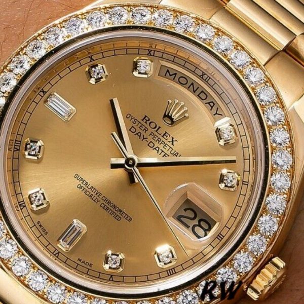 Rolex Day-Date 218348 Champagne Diamonds Dial 41MM Mens Replica Watch - Image 4