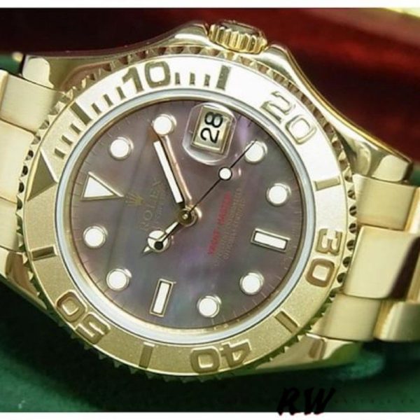 Rolex Yacht Master 169628 Yellow Gold Black MOP Dial 29MM Lady Replica Watch - Image 3