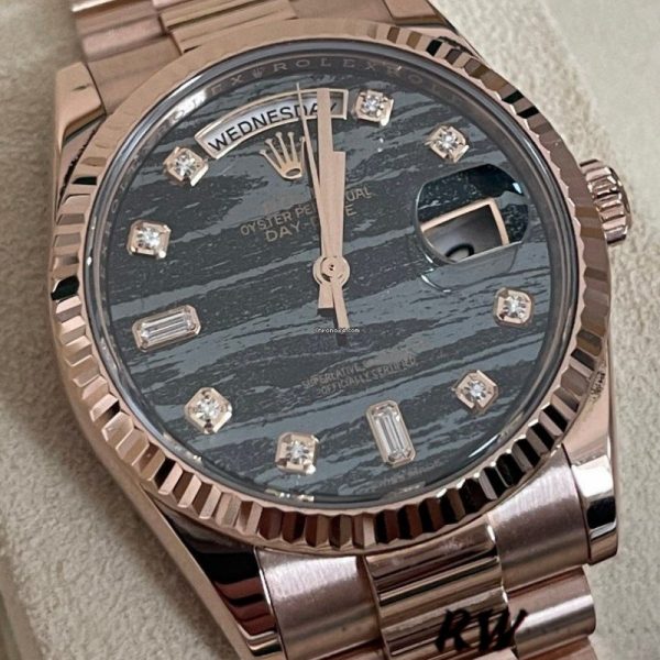 Rolex Day-Date 118235 Everose Gold Diamond Ferrite Dial 36mm Unisex Replica Watch - Image 3