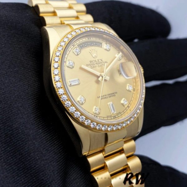Rolex Day-Date 128348RBR Champagne Diamond Dial Yellow Gold 36MM Unisex Replica Watch - Image 3
