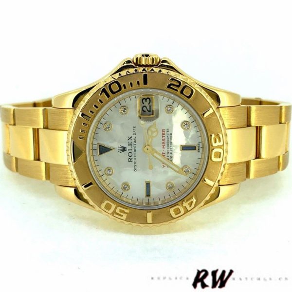 Rolex Yacht Master 168628 White MOP Dial Yellow Gold 35MM Unisex Replica Watch - Image 4