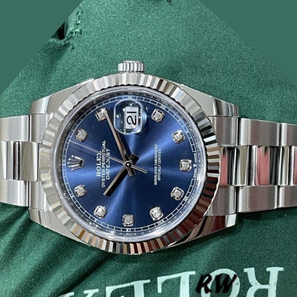Rolex Datejust 126334 Fluted Bezel Blue Diamond Dial 41MM Mens Replica Watch - Image 4
