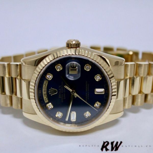 Rolex Day-Date 118238 Blue Diamond Dial Unisex Replica Watch - Image 4