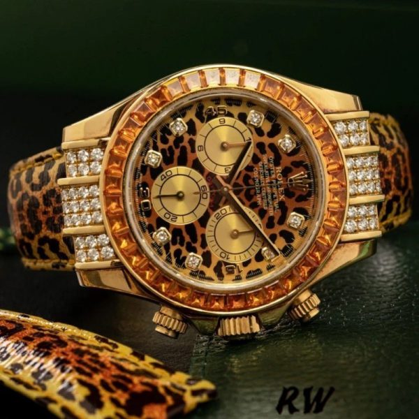 Rolex Daytona 116598 Leopard Orange Diamond Dial 40MM Mens Replica Watch - Image 4