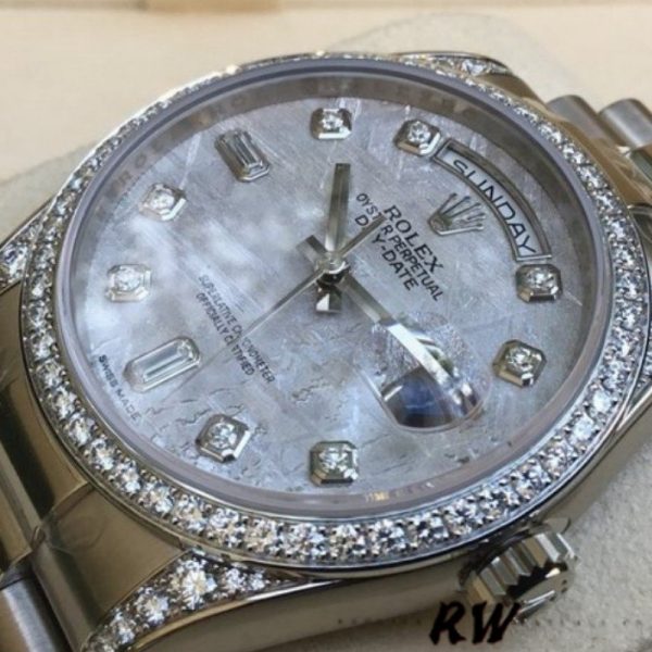 Rolex Day-Date 118389 White Gold Meteorite Grey Dial 36MM Unisex Replica Watch - Image 4