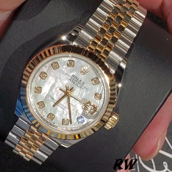 Rolex Datejust 279173 Mother Of Pearl Diamond Dial Fluted Bezel 28mm Lady Replica Watch - Image 3