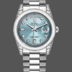 Rolex Day-Date 118296 Platinum Ice Blue Dial Diamond 36mm Unisex Replica Watch