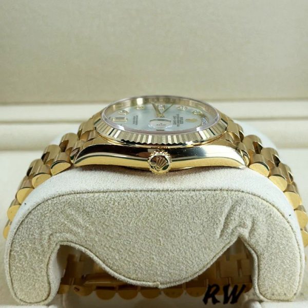 Rolex Day-Date 128238 Fluted Bezel White Mother of Pearl Dial 36MM Unisex Replica Watch - Image 4