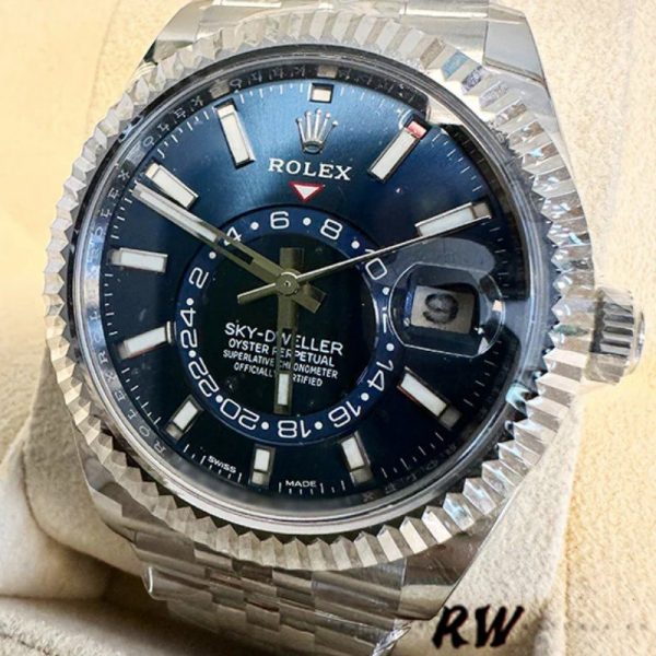 Rolex Sky-Dweller 326934 Fluted Bezel Blue Dial 42MM Replica Watch - Image 3