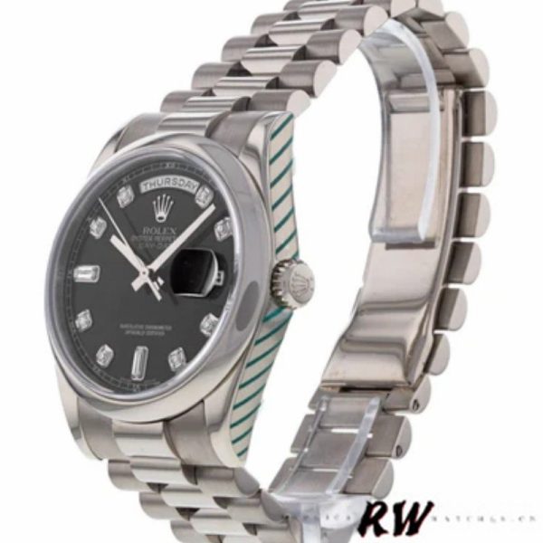Rolex Day-Date 118209 Black dial white gold 36mm Unisex Replica Watch - Image 4