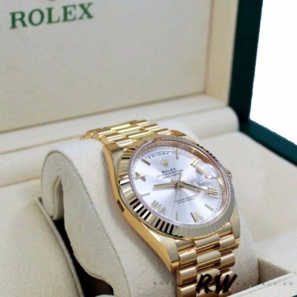 Rolex Day-Date 228238 Silver Roman Dial Fluted Bezel 40mm Mens Replica Watch - Image 3