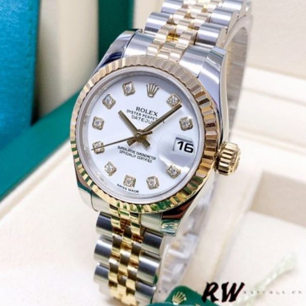 Rolex Datejust 179173 White Diamond Dial Fluted Bezel 26MM Lady Replica Watch - Image 4