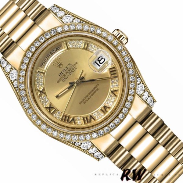 Rolex Day-Date 118388 Champagne Diamond Dial Yellow Gold 36MM Unisex Replica Watch - Image 3
