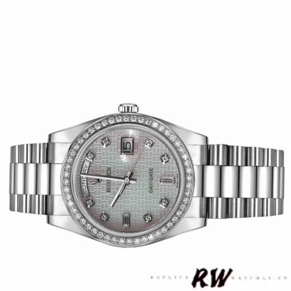 Rolex Day Date 118346 Oxford Motif Diamond Dial 36mm Unisex Replica Watch - Image 4