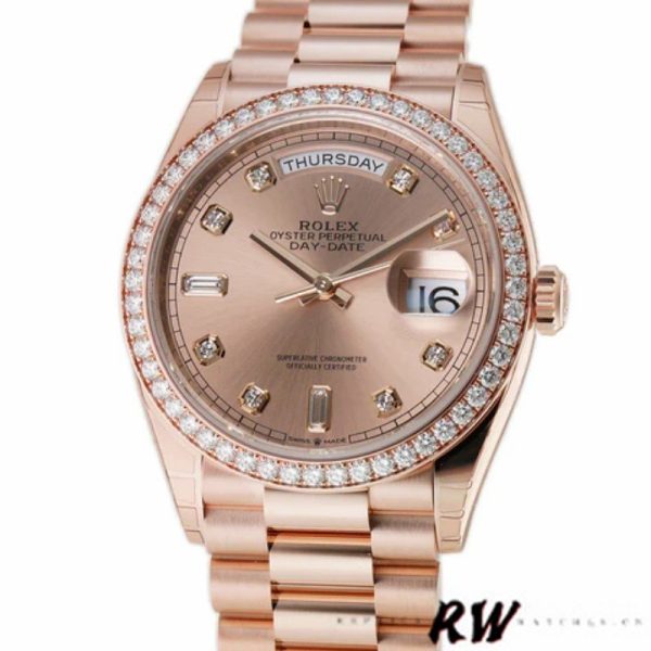 Rolex Day-Date 128345RBR Champagne Rose Dial Everose Gold 36MM Unisex Replica Watch - Image 3