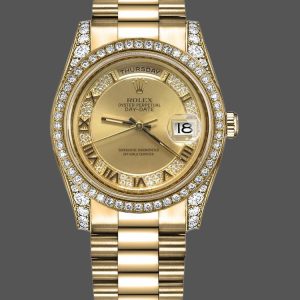 Rolex Day-Date 118388 Champagne Diamond Dial Yellow Gold 36MM Unisex Replica Watch