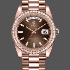 Rolex Day-Date 228345RBR Chocolate Brown Diamond Dial Diamond Bezel 40mm Mens Replica Watch