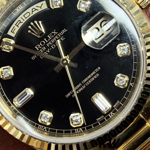 Rolex Day Date 118238 Black Diamond Dial 36mm Mens Replica Watch - Image 4