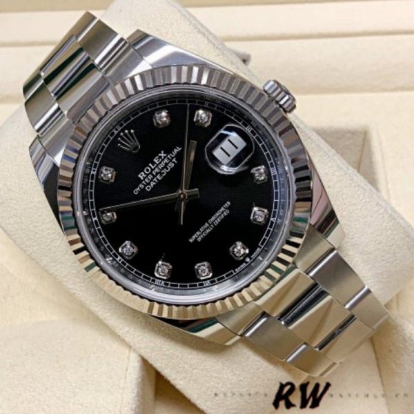 Rolex Datejust 126334 Fluted Bezel Black Diamond Dial 41MM Mens Replica Watch - Image 3