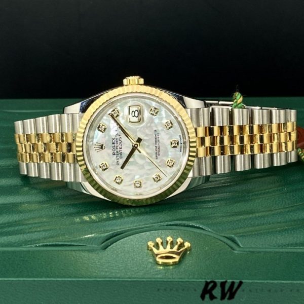 Rolex Datejust 126233 White MOP Diamond Dial Fluted Bezel 36MM Unisex Replica Watch - Image 4
