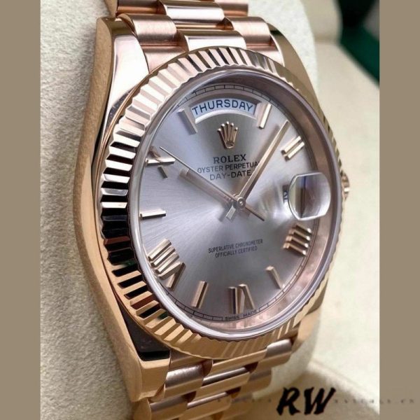Rolex Day-Date 228235 Sundust Roman Numeral Dial Fluted Bezel 40mm Mens Replica Watch - Image 3