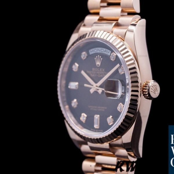 Rolex Day-Date 128235 Everose Gold Brown Ombre Diamond Dial 36MM Unisex Replica Watch - Image 3