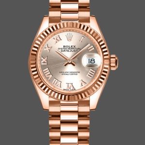 Rolex Datejust 279166 Dark Grey Roman Numeral Dial Domed Bezel 28mm Lady Replica Watch
