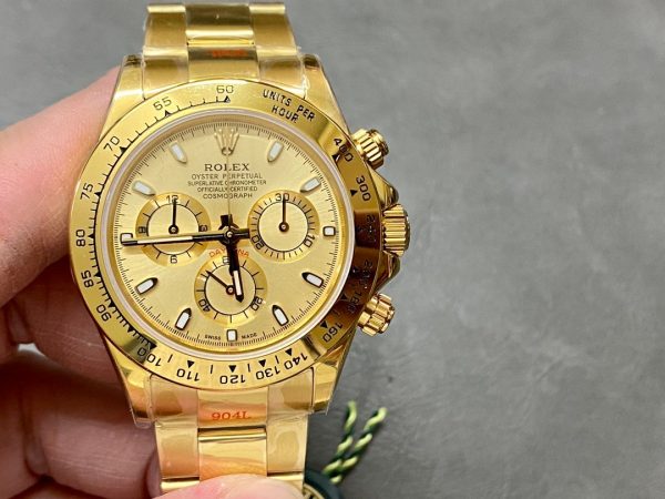 Rolex Daytona 116508 Yellow Gold Champagne Index Dial 40MM Mens Replica Watch - Image 3