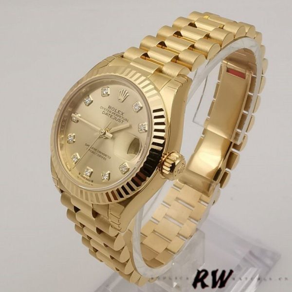 Rolex Datejust 279178 Champagne Fluted Bezel 28mm Lady Replica Watch - Image 3