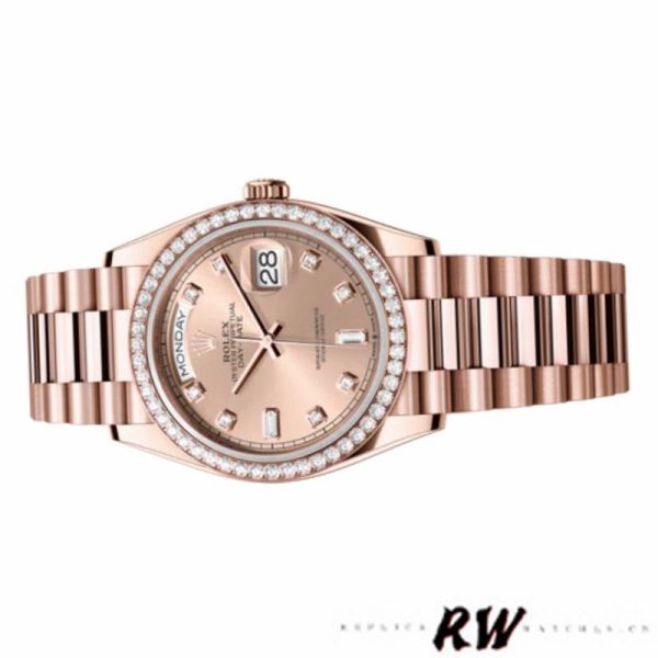 Rolex Day-Date 128345RBR Champagne Rose Dial Everose Gold 36MM Unisex Replica Watch - Image 4