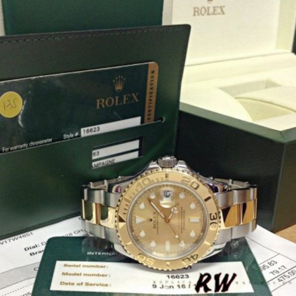 Rolex Yachtmaster 16623 Steel Yellow Gold Champagne Dial 40MM Mens Replica Watch - Image 4