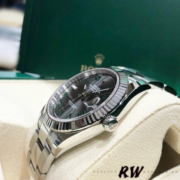 Rolex Datejust 126334 Fluted Bezel Grey Wimbledon Dial 41MM Mens Replica Watch - Image 4