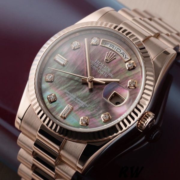 Rolex Day-Date 118235 MOP Black Dial 36mm Unisex Replica Watch - Image 2