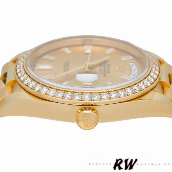 Rolex Day-Date 228348RBR Champagne Diamond Dial Diamond Beze 40mm Mens Replica Watch - Image 3